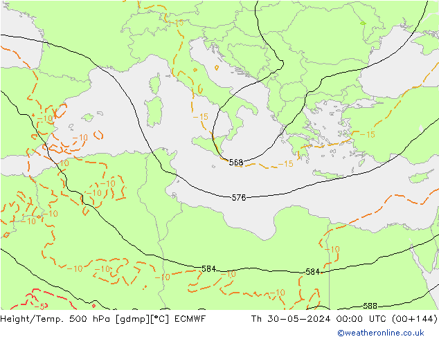 Yükseklik/Sıc. 500 hPa ECMWF Per 30.05.2024 00 UTC