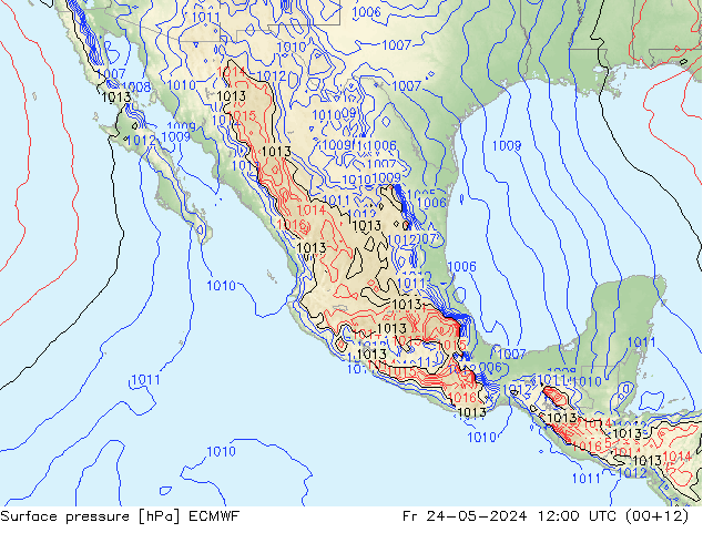 Atmosférický tlak ECMWF Pá 24.05.2024 12 UTC