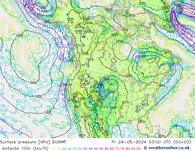 10米等风速线 (kph) ECMWF 星期五 24.05.2024 03 UTC