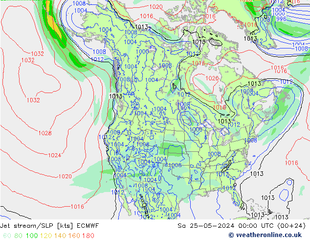 Polarjet/Bodendruck ECMWF Sa 25.05.2024 00 UTC