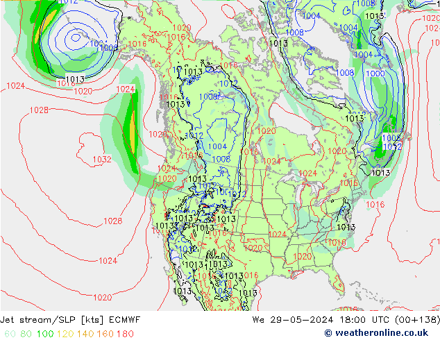 Jet stream/SLP ECMWF We 29.05.2024 18 UTC