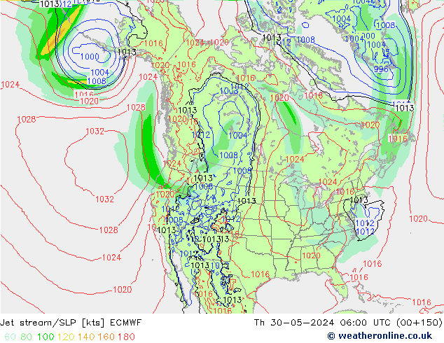 Jet stream/SLP ECMWF Th 30.05.2024 06 UTC