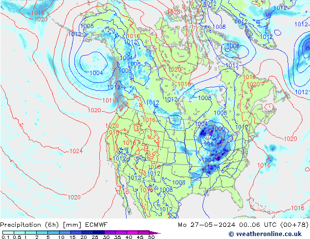 Z500/Rain (+SLP)/Z850 ECMWF Mo 27.05.2024 06 UTC