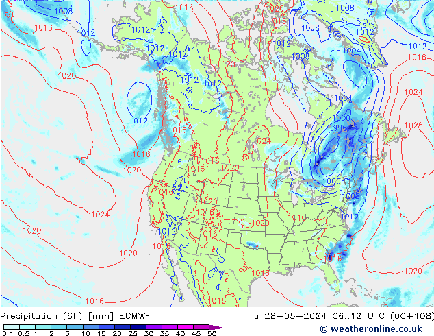 Z500/Rain (+SLP)/Z850 ECMWF  28.05.2024 12 UTC