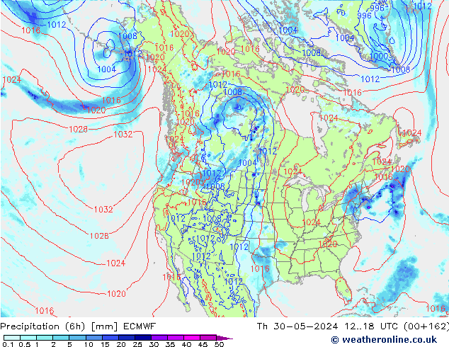 Precipitação (6h) ECMWF Qui 30.05.2024 18 UTC