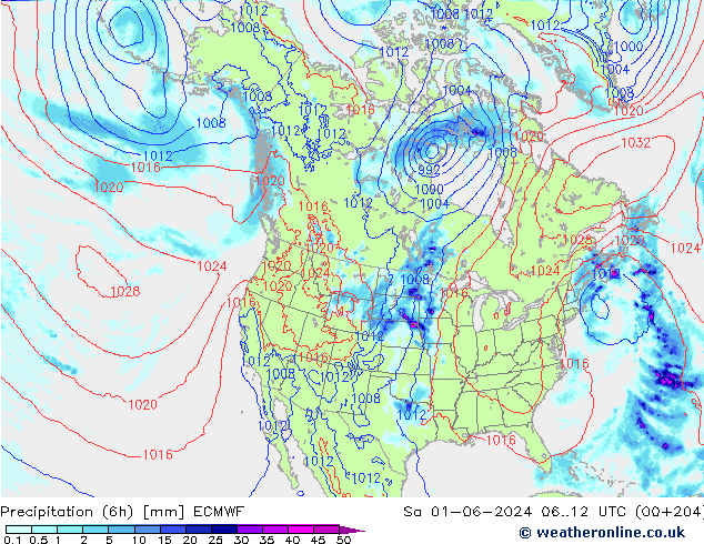 Z500/Rain (+SLP)/Z850 ECMWF сб 01.06.2024 12 UTC