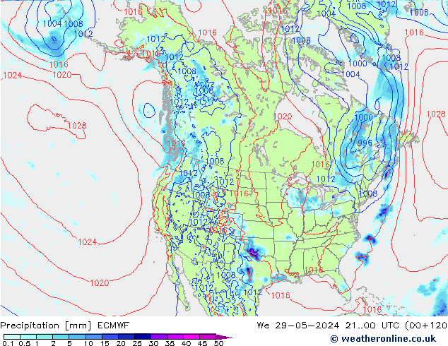 Precipitation ECMWF We 29.05.2024 00 UTC