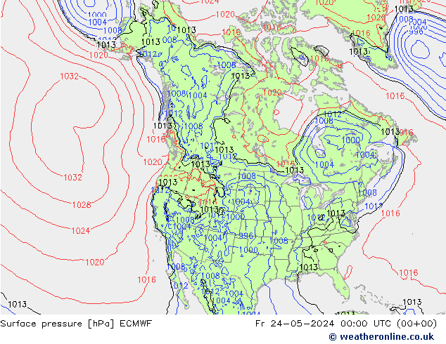 Surface pressure ECMWF Fr 24.05.2024 00 UTC