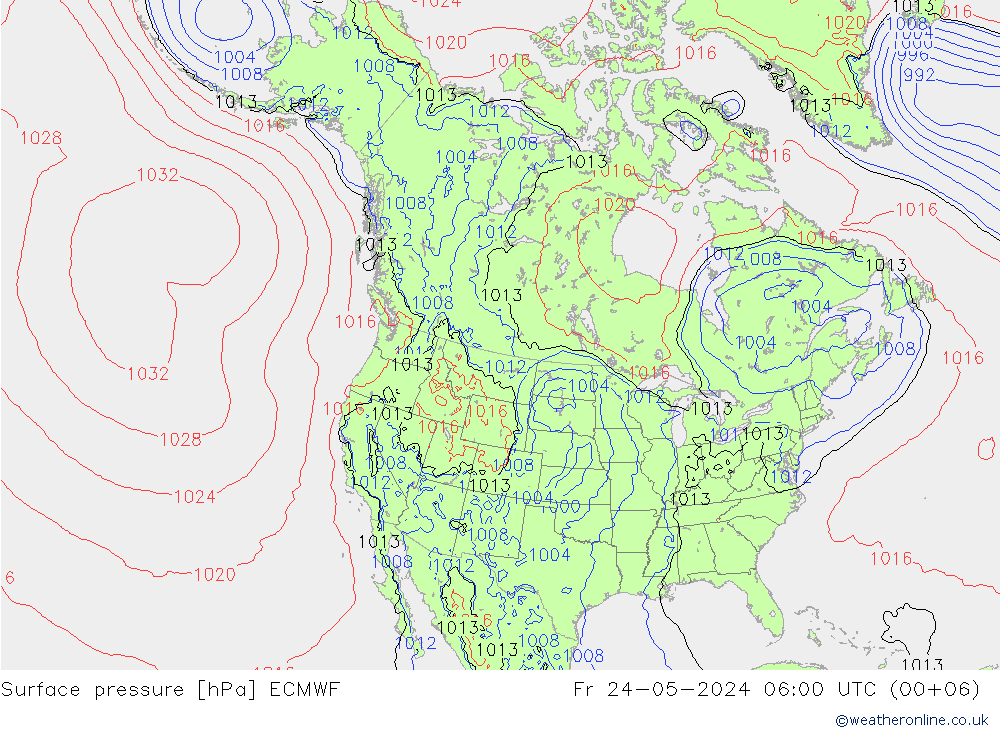 Atmosférický tlak ECMWF Pá 24.05.2024 06 UTC