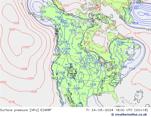 Surface pressure ECMWF Fr 24.05.2024 18 UTC