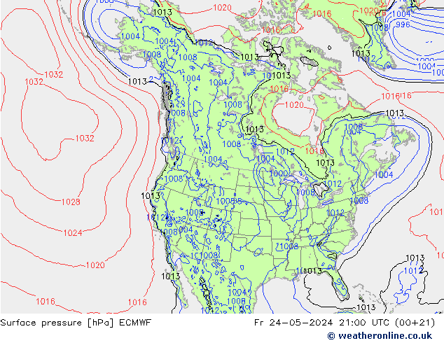 pression de l'air ECMWF ven 24.05.2024 21 UTC