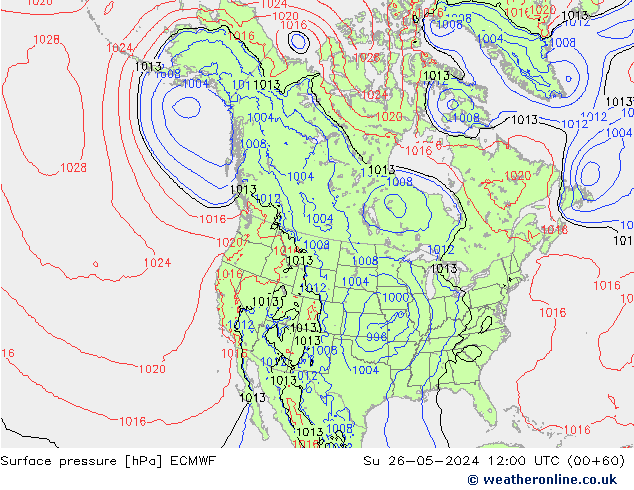 приземное давление ECMWF Вс 26.05.2024 12 UTC