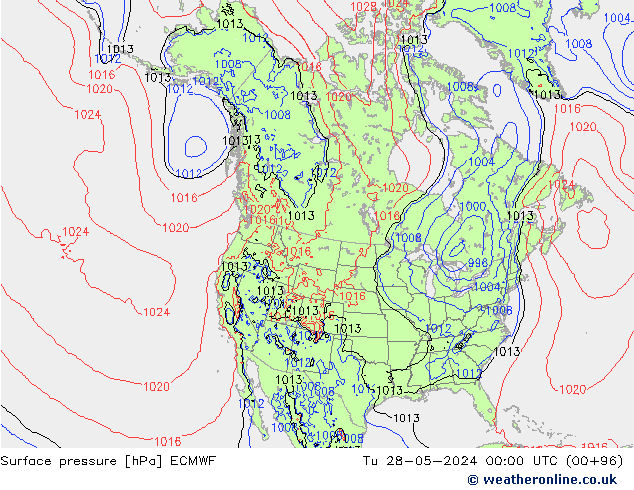 Surface pressure ECMWF Tu 28.05.2024 00 UTC