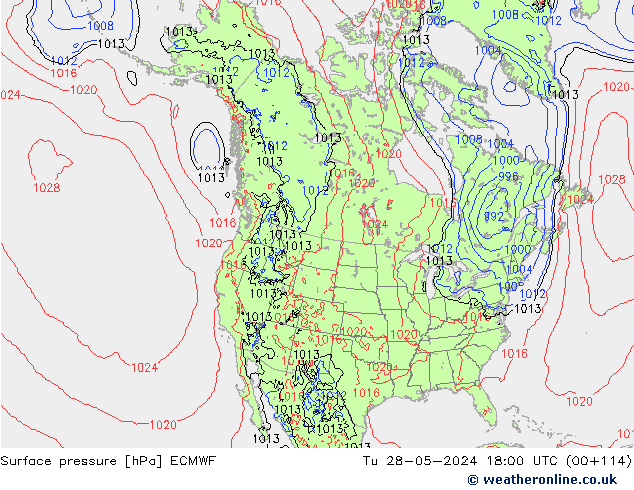 Yer basıncı ECMWF Sa 28.05.2024 18 UTC