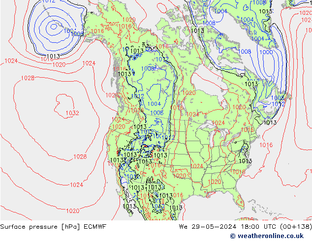 Yer basıncı ECMWF Çar 29.05.2024 18 UTC