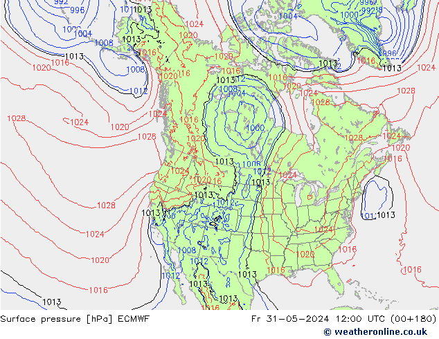 ciśnienie ECMWF pt. 31.05.2024 12 UTC