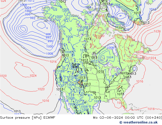 Presión superficial ECMWF lun 03.06.2024 00 UTC