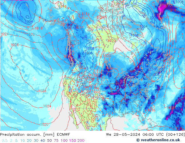 Precipitation accum. ECMWF We 29.05.2024 06 UTC