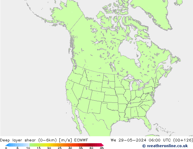 Deep layer shear (0-6km) ECMWF We 29.05.2024 06 UTC