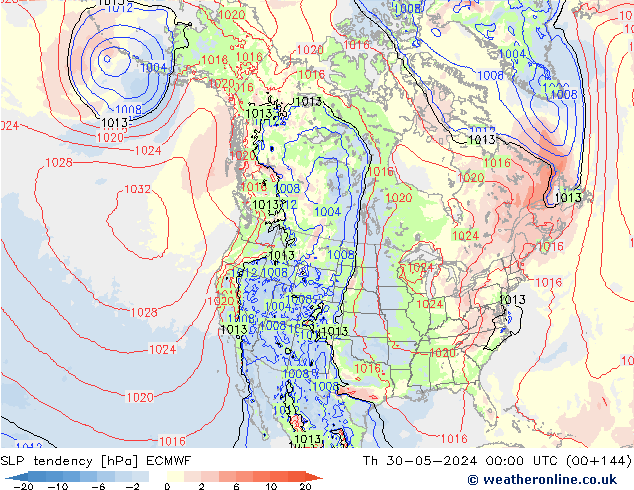 Tendenza di Pressione ECMWF gio 30.05.2024 00 UTC