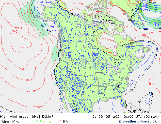 High wind areas ECMWF Sa 25.05.2024 00 UTC