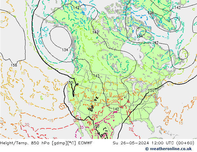 Z500/Rain (+SLP)/Z850 ECMWF Su 26.05.2024 12 UTC