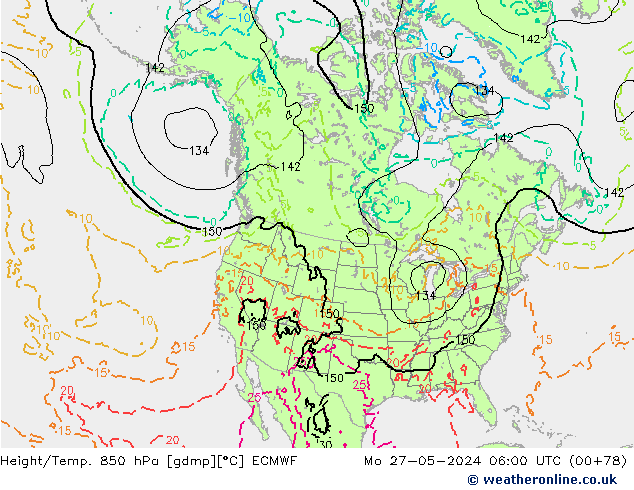 Z500/Rain (+SLP)/Z850 ECMWF Mo 27.05.2024 06 UTC