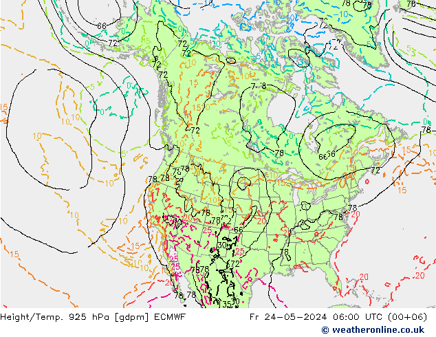 Géop./Temp. 925 hPa ECMWF ven 24.05.2024 06 UTC