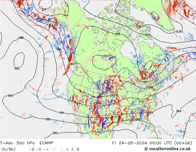 T-Adv. 500 hPa ECMWF Pá 24.05.2024 06 UTC