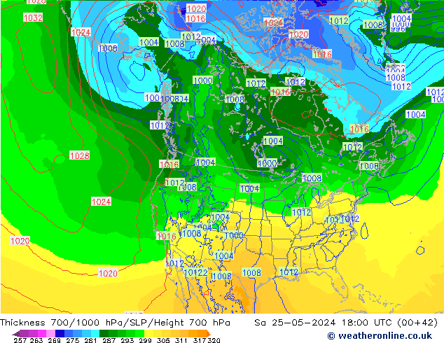 Thck 700-1000 hPa ECMWF Sa 25.05.2024 18 UTC