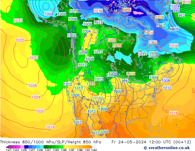 Schichtdicke 850-1000 hPa ECMWF Fr 24.05.2024 12 UTC