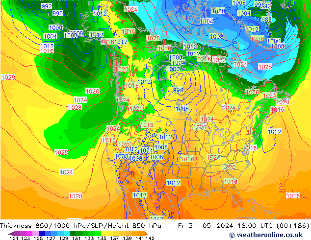 Thck 850-1000 hPa ECMWF Pá 31.05.2024 18 UTC