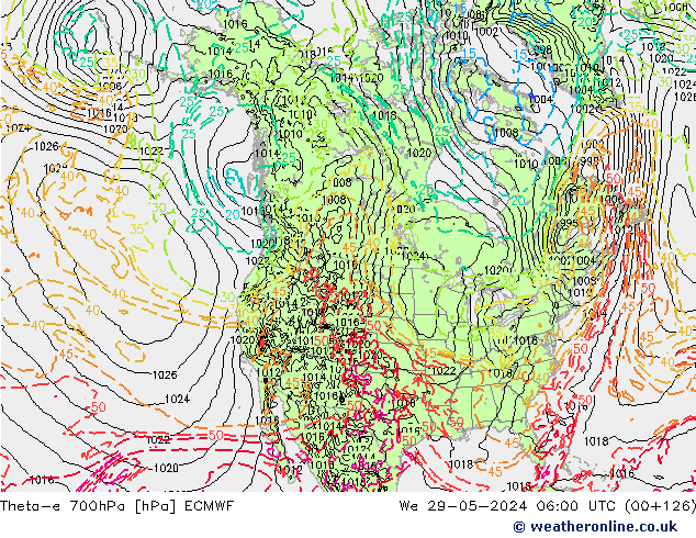 Theta-e 700hPa ECMWF We 29.05.2024 06 UTC