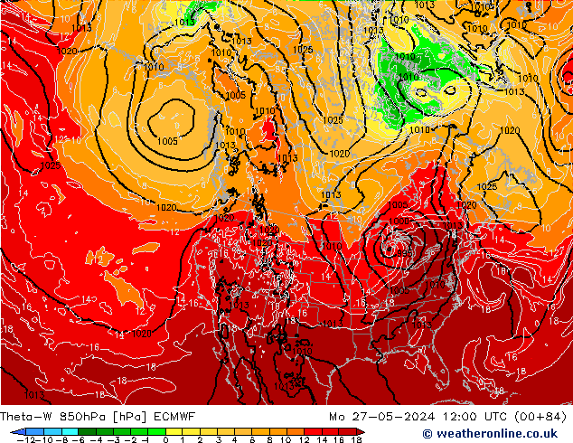 Theta-W 850hPa ECMWF Mo 27.05.2024 12 UTC