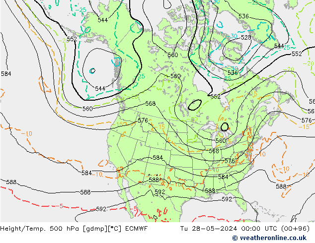 Z500/Rain (+SLP)/Z850 ECMWF Tu 28.05.2024 00 UTC