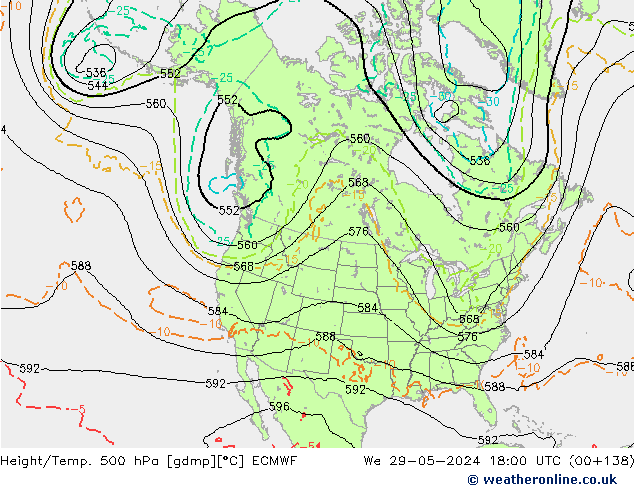 Z500/Rain (+SLP)/Z850 ECMWF ��� 29.05.2024 18 UTC