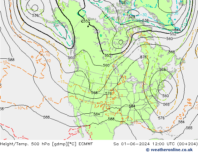 Z500/Rain (+SLP)/Z850 ECMWF сб 01.06.2024 12 UTC