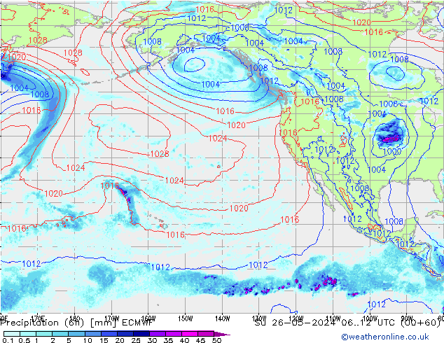 Precipitation (6h) ECMWF Su 26.05.2024 12 UTC