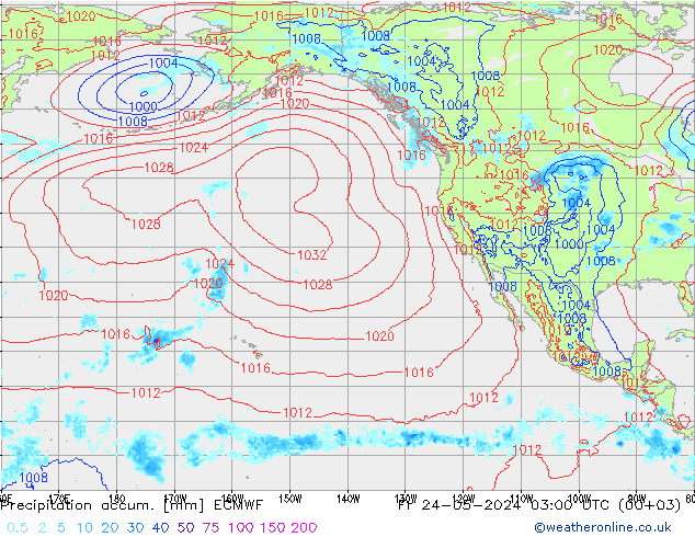 Precipitation accum. ECMWF Sex 24.05.2024 03 UTC