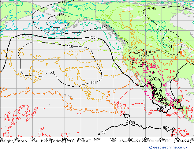 Z500/Rain (+SLP)/Z850 ECMWF sam 25.05.2024 00 UTC