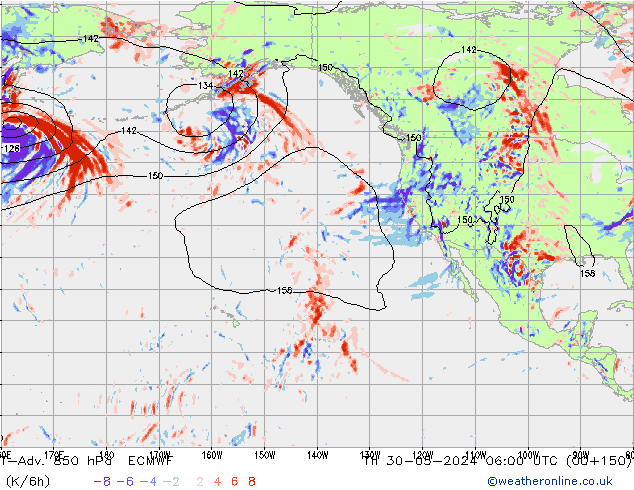 T-Adv. 850 hPa ECMWF Th 30.05.2024 06 UTC