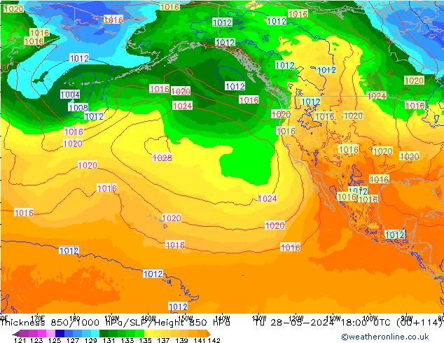 Dikte 850-1000 hPa ECMWF di 28.05.2024 18 UTC