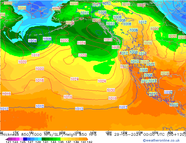 Thck 850-1000 hPa ECMWF St 29.05.2024 00 UTC