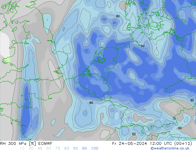 RH 300 гПа ECMWF пт 24.05.2024 12 UTC