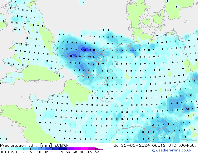 Yağış (6h) ECMWF Cts 25.05.2024 12 UTC