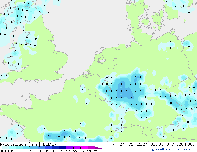 Niederschlag ECMWF Fr 24.05.2024 06 UTC