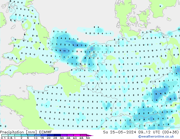 Niederschlag ECMWF Sa 25.05.2024 12 UTC