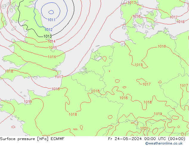 ciśnienie ECMWF pt. 24.05.2024 00 UTC