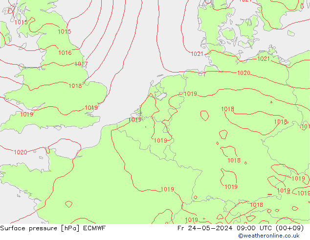 Surface pressure ECMWF Fr 24.05.2024 09 UTC