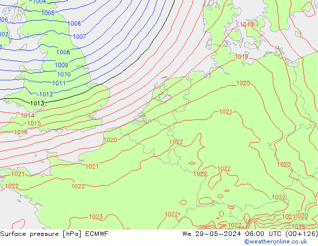 Atmosférický tlak ECMWF St 29.05.2024 06 UTC